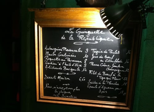 French menu board