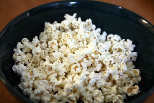 Freshly popped, fat-free microwave popcorn