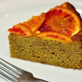 Slice of Blood Orange Almond Upside-Down Cake