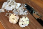 Peeling the garlic before roasting