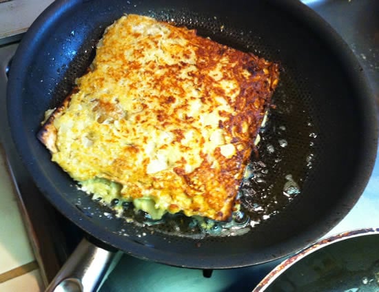 Matzah Latkes in the Pan