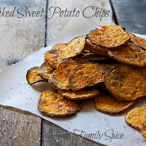 Baked Sweet Potato Chips by Laura Bashar - from eatingrules.com
