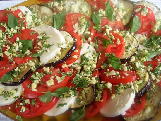 Tomato, Mozarella, and Eggplant Salad