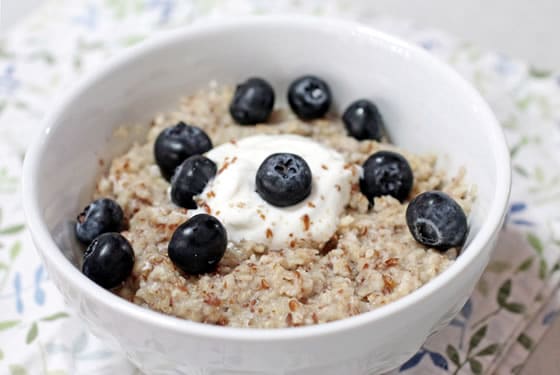 "The Dr.'s Orders" - Oatmeal with Flaxseed Meal, Greek Yogurt, and Blueberries