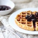 Sorghum, Honey, & Cornmeal Waffles with Two-Ingredient Homemade Syrup