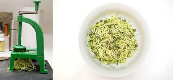 Making Zucchini Pesto Noodles