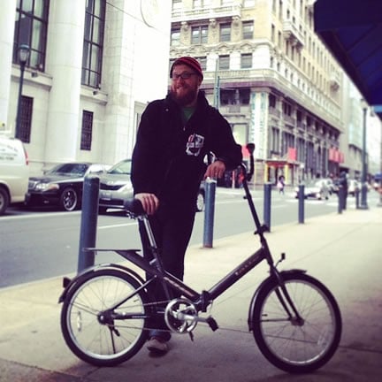 Jamey and his collapsible bike