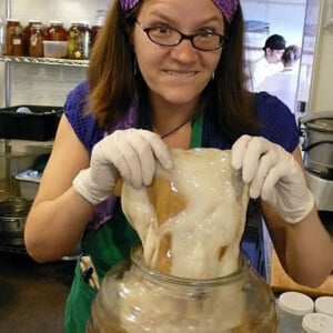 Hannah Crum, the Kombucha Momma, Shows off a SCOBY