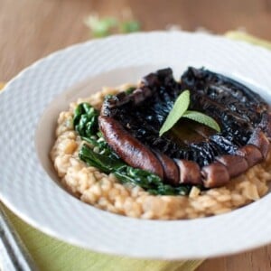 Portobello Mushrooms with Acorn Squash Risotto
