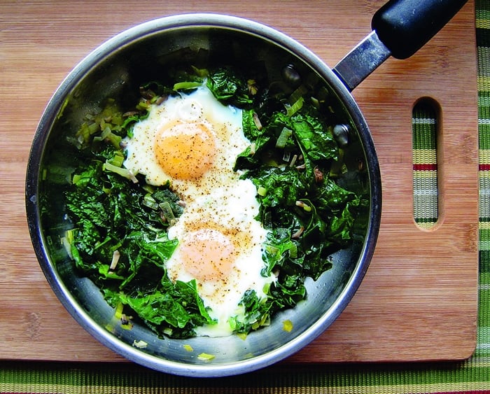 Skillet Poached Eggs with Spinach