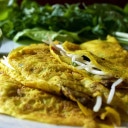 Banh Xeo - Crispy Vietnamese Crepes with Sautéed Kale and Mushrooms