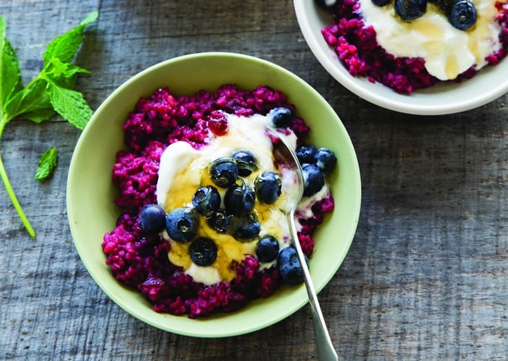 Burgundy Bulgar with Blueberries and Orange Blossom Water