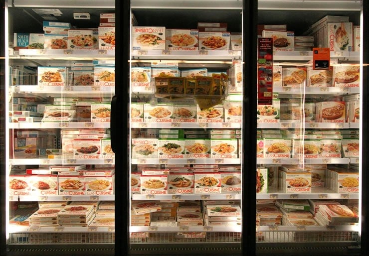 Freezer full of ultra-processed "Lean Cuisine"