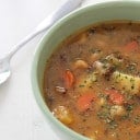 Winter Vegetable Soup with Squash, Garbanzo Beans, and Quinoa