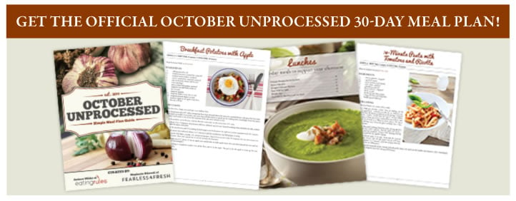 Get the October Unprocessed Simple Meal Plan Guide