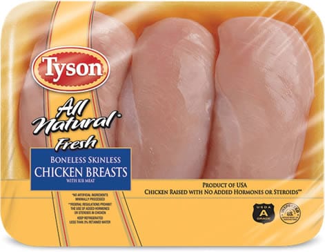 Tyson Chicken Breasts are plumped with salt water and fake flavors