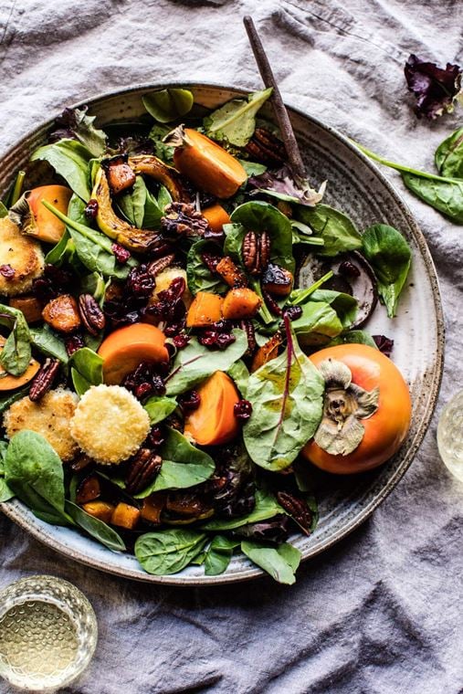 Cranberry Roasted Butternut Persimmon Salad